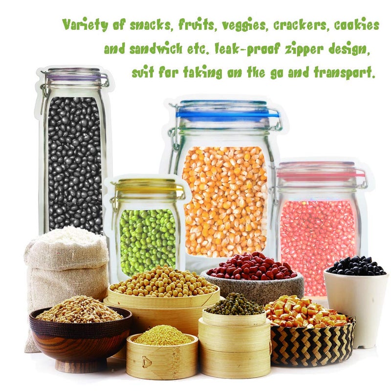 laffeya 20Pack 1000ml (9.6x6.6inch) Reusable Mason Jar Bags for Candy & Snacks - Leakproof Storage & Display - Image 4